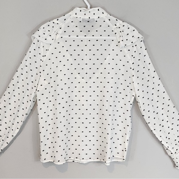 Zara Swiss Dot Ruffled Blouse Sz. Medium *BLOGGER FAVOURITE* - Picture 6 of 9